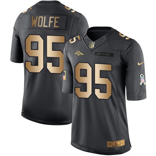 Nike Broncos #95 Derek Wolfe Black Youth Stitched NFL Limited Gold Salute to Service Jersey